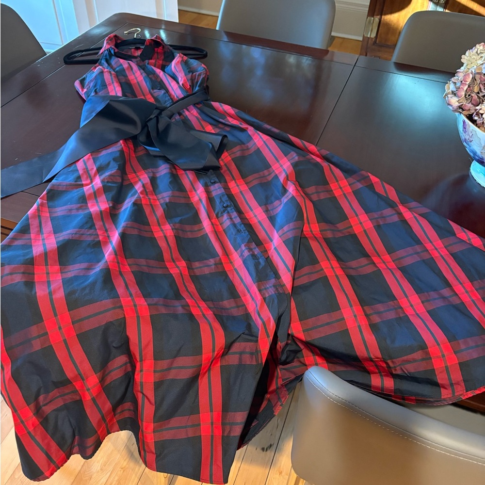 Boston Proper Red Plaid Maxi Dress - Picture 6 of 6